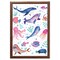 12" x 16" Cute and Quirky Nautical Animals Framed Wall Art, Contemporary Home Décor for Baby or Child's Room, Glass Facing and Hanging Hardware